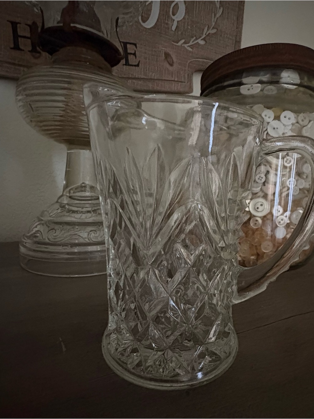Anchor Hocking Clear Cut Glass Pitcher